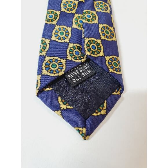 VTG Burberry‎ Designer Pure Silk Tie Blue Print Mens Necktie Luxury Burberry's - Picture 6 of 6